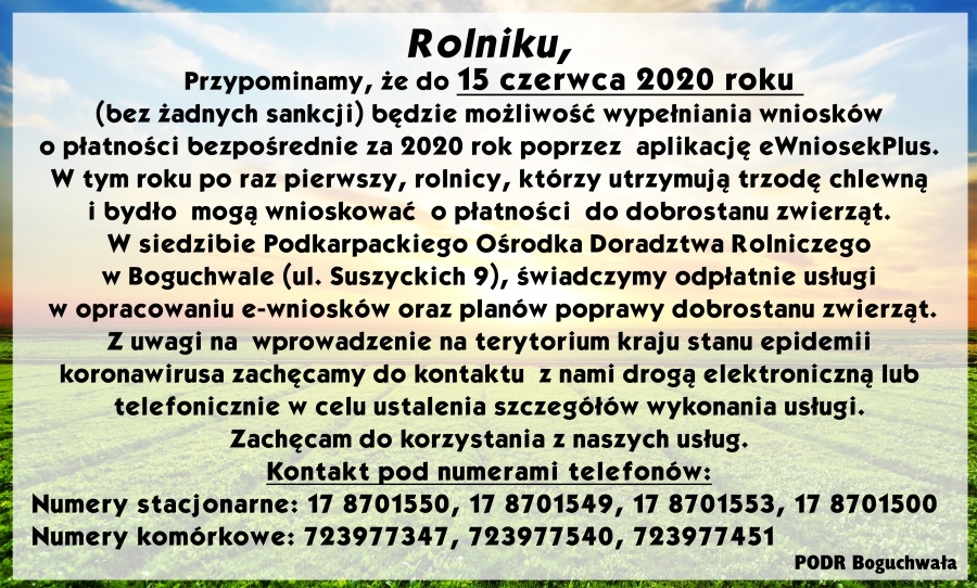 Ogłoszenie dla rolników